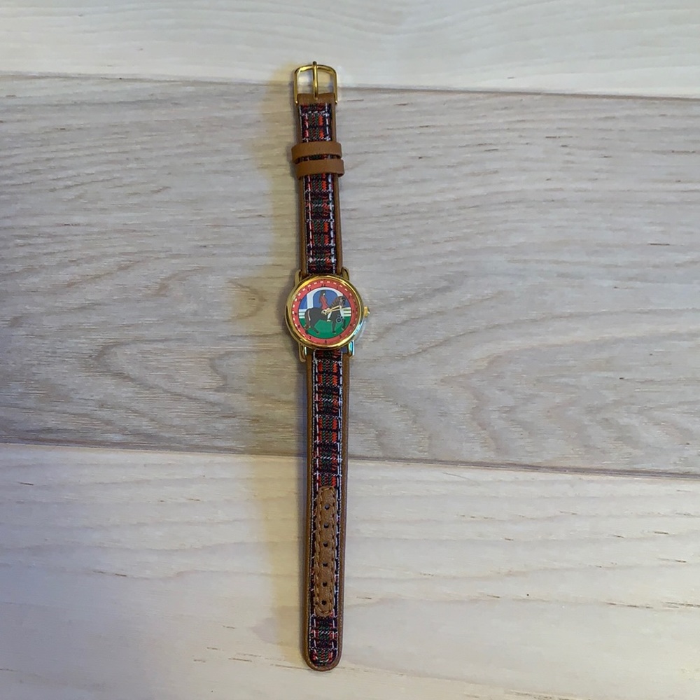 Genuine Leather Plaid Watch